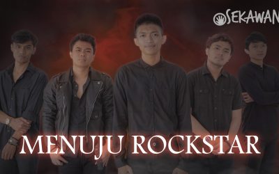 Perancangan desain cover album lagu “MENUJU ROCKSTAR” oleh 5 Sekawan Band