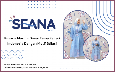 BUSANA MUSLIM DRESS TEMA BAHARI INDONESIA DENGAN MOTIF STILASI